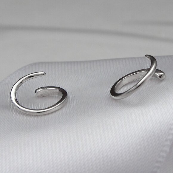 Tiny Everyday Lightweight Spiral Hoops, Minimalist Design, Real Silver 925 Stamp - Picture 4 of 5